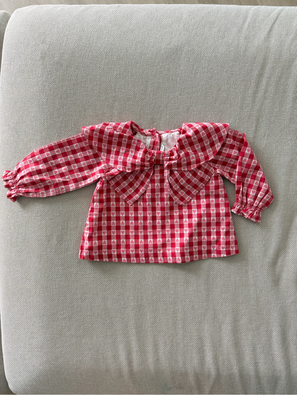 Janie And Jack Red Gingham Heart Peter Pan Collar Top